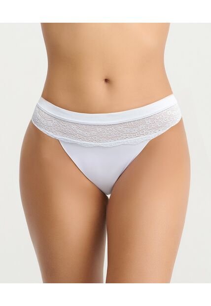 Brasilera Semidescaderada Elástico En Cintura Detalles En Encaje Blanco St Even 49681