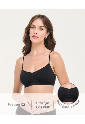 Top Seamless Paquete X2 Escote En V Negro St Even 49756