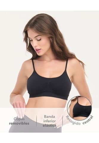 Top Seamless Tiras Fijas Copas Removibles Negro St Even 49736 St Even