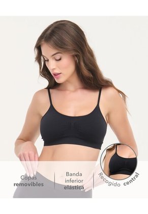 Top Seamless Tiras Fijas Copas Removibles Negro St Even 49736