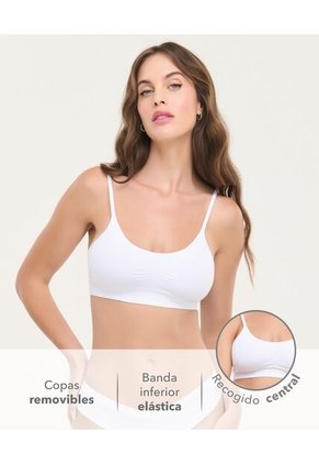 Top Seamless Tiras Fijas Copas Removibles  Blanco St Even 49736