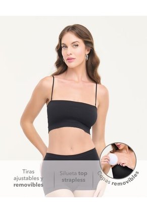 Top Seamless 2 En 1 Copas Removibles Tiras Ajustables Y Removibles Negro St Even 49706