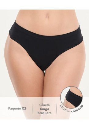 Panty Paquete X2 Silueta Tanga Negro St Even 49731