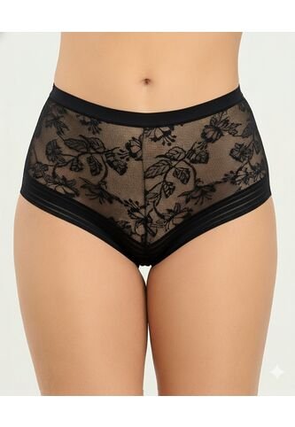 Cachetero Semidescaderado En Encaje Con Elástico Negro St Even 49614 St Even