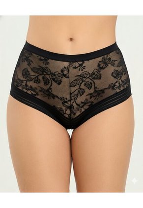 Cachetero Semidescaderado En Encaje Con Elástico Negro St Even 49614