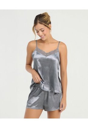 Pijama De Short Blusa De Tiras Ajustables Gris St Even 18754