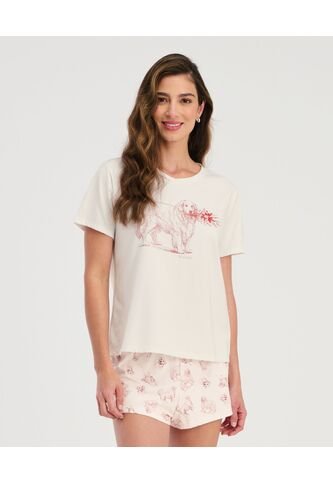 Pijama De Short Camiseta Manga Corta Estampado Beige St Even 18724 St Even