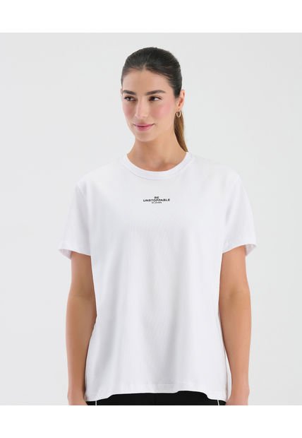 Camiseta Deportiva Cuello Redondo Silueta Holgada Blanco ST Even 68253