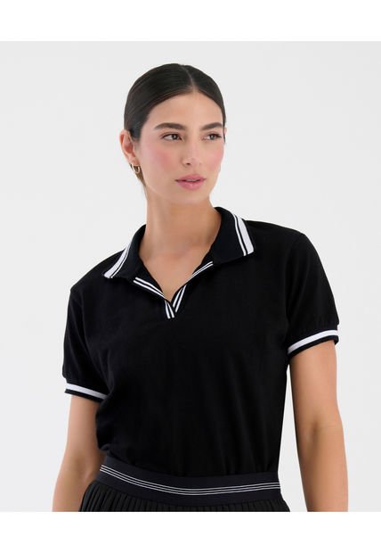 Camisa Deportiva Estilo Polo Cuello En V Negro ST Even 68313