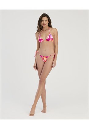 Top De Baño Silueta Triangular Copa Suave Estamp Naranja Neon ST Even 99629