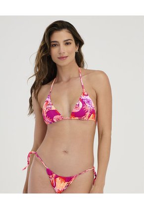 Top De Baño Silueta Triangular Copa Suave Estamp Naranja Neon ST Even 99629