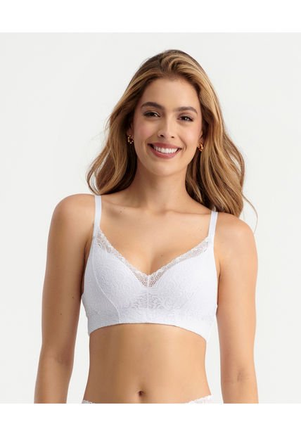 Brasier Realce Natural Sin Varilla Encaje En Frente Blanco ST Even 49240