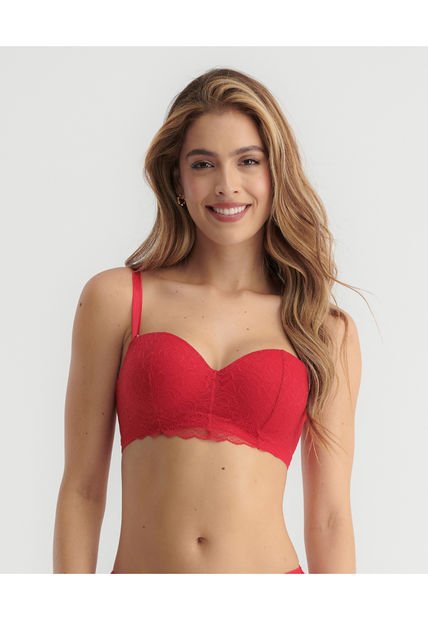 Brasier Realce Medio Tipo Strapless Con Varillas Cargaderas Graduables Y Removibles Rojo ST Even 49230