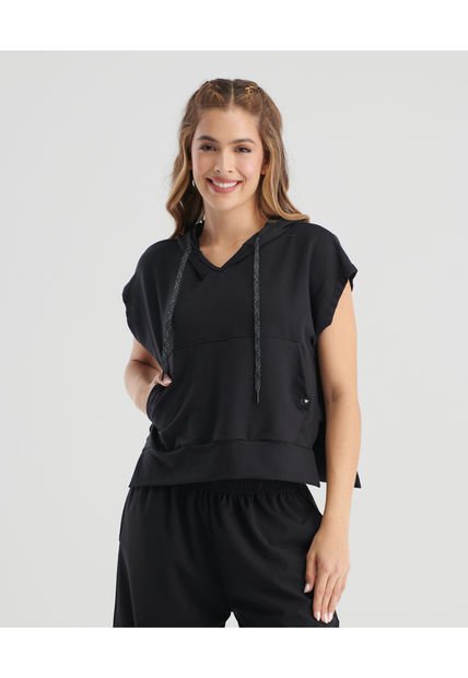 Camiseta Deportiva Con Capucha Negro ST Even 68113