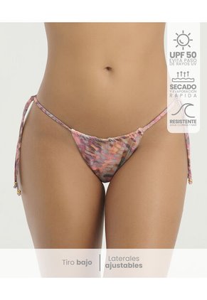 Panty De Baño Tiro Bajo Ajuste Graduable Estampado Salmon St Even 900032