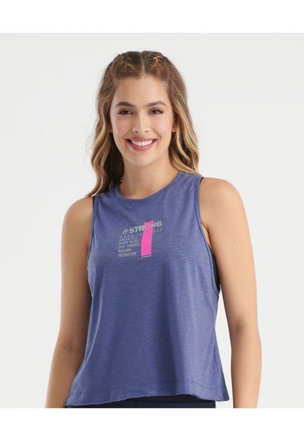 Camisilla Deportiva Cuello Redondo Estampada Azul ST Even 68093