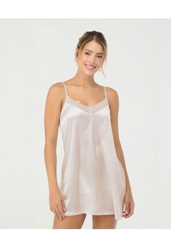 Pijama Batola Escote En V Confeccionada En Satín Blanco St Even 18755 St Even