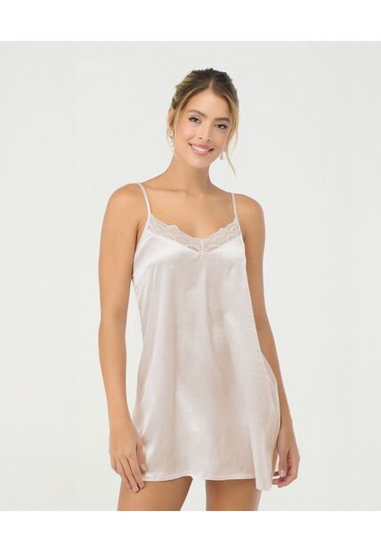 Pijama Batola Escote En V Confeccionada En Satín Blanco St Even 18755