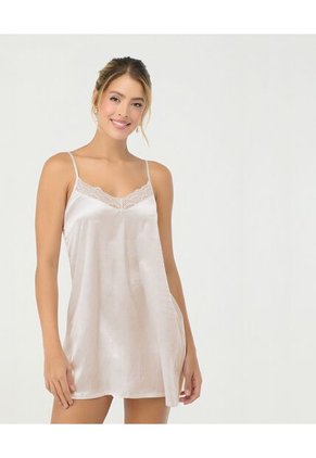 Pijama Batola Escote En V Confeccionada En Satín Blanco St Even 18755