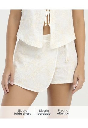 Falda Short Pretina Elastica Ajuste Comodo Ivory St Even 900054