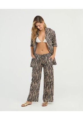 Camisa De Botones Manga Larga Silueta Amplia Estampado Negro St Even 900107