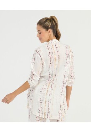 Camisa De Botones Manga Larga Silueta Amplia Estampado Ivory St Even 900107