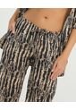 Pantalon Corte Recto Tiras Ajustables Estampado Negro St Even 900117 de St Even