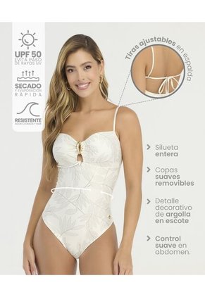 Vestido De Baño Entero Copas Suaves Tiras Ajustables Ivory St Even 900015
