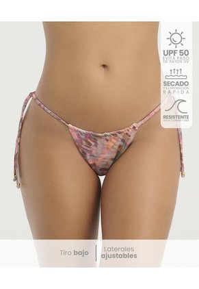 Panty De Baño Tiro Bajo Ajuste Graduable Estampado Salmon St Even 900032