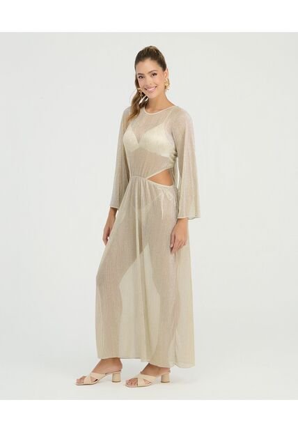 Vestido Largo Semitransparente Dorado St Even 900157