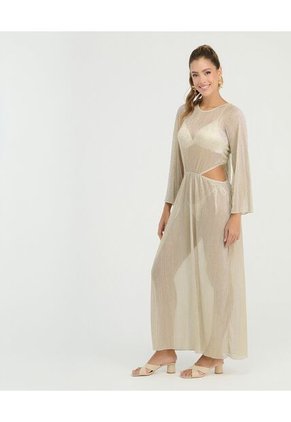Vestido Largo Semitransparente Dorado St Even 900157