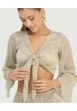 Vestido Largo Semitransparente Dorado St Even 900157 de St Even