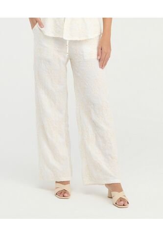 Pantalon Detalles Bordados Pretina Elastica Ivory St Even 900067 St Even