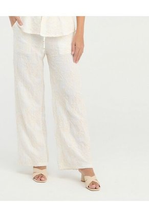 Pantalon Detalles Bordados Pretina Elastica Ivory St Even 900067