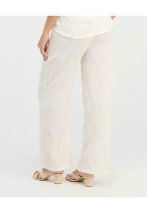 Pantalon Detalles Bordados Pretina Elastica Ivory St Even 900067