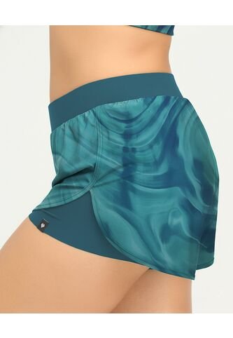 Short Deportivo Silueta Amplia Con Short Interno Estampado Verde Azul St Even 68434 St Even