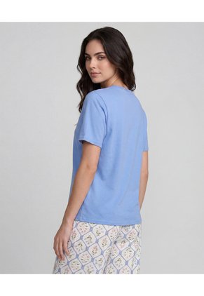 Pijama Pantalón Con Camisa Manga Corta Estampado Azul | St. Even