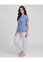 Pijama Pantalón Con Camisa Manga Corta Estampado Azul | St. Even de St Even