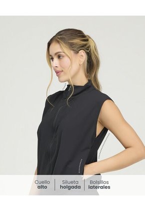 Chaleco Deportivo Cuello Alto Cremallera Frontal Negro St Even 68283