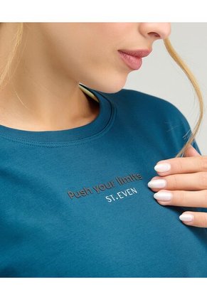 Camiseta Deportiva Cuello Redondo Silueta Holgada Azul Petróleo  St Even 68463