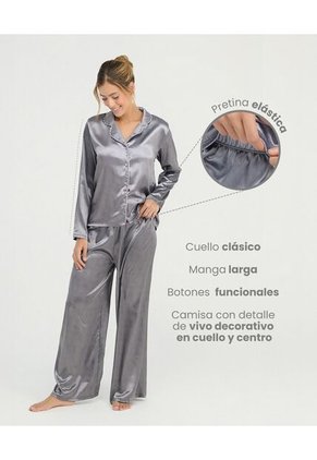 Pijama Pantalón Camisa Manga Larga Gris St Even 18758