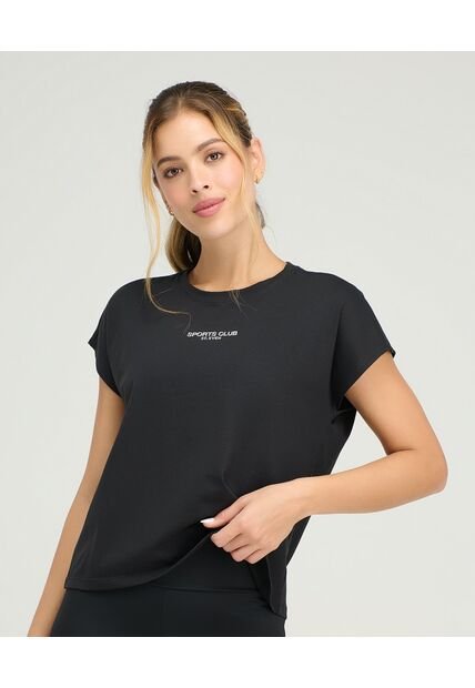 Camiseta Deportiva Cuello Redondo Silueta Holgada Negro St Even 68443