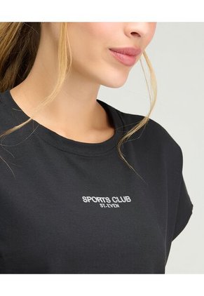 Camiseta Deportiva Cuello Redondo Silueta Holgada Negro St Even 68443