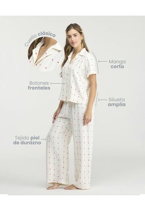 Pijama De Pantalón Pretina Elástica Botones Frontales Vainilla St Even 18788