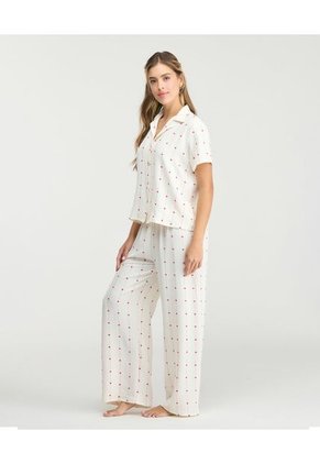 Pijama De Pantalón Pretina Elástica Botones Frontales Vainilla St Even 18788