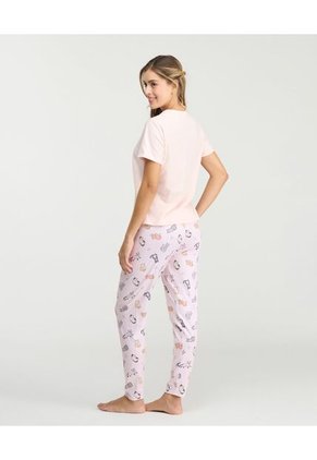 Pijama De Pantalón Estampado Frontal Silueta Ajustada Blush Claro St Even 18818