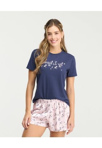 Pijama De Short Camisa Manga Corta Short Con Pretina Azul St Even 18804 St Even