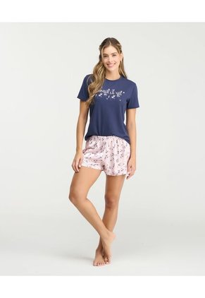 Pijama De Short Camisa Manga Corta Short Con Pretina Azul St Even 18804