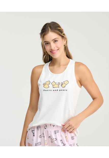 Pijama De Camisilla Estampado Frontal Short Con Pretina Blush Claro St Even 18814
