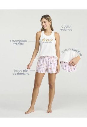 Pijama De Camisilla Estampado Frontal Short Con Pretina Blush Claro St Even 18814